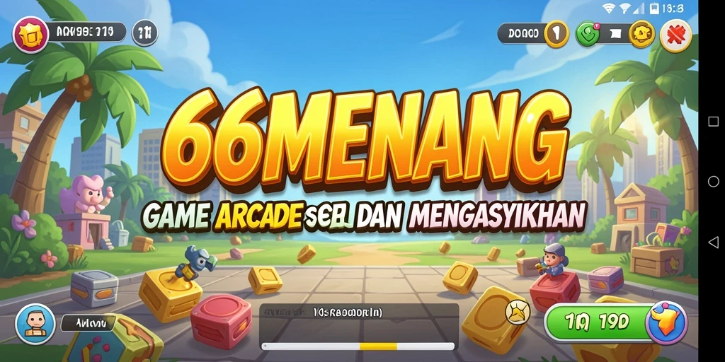 Tampilan antarmuka 66MENANG yang penuh warna dan dinamis.
