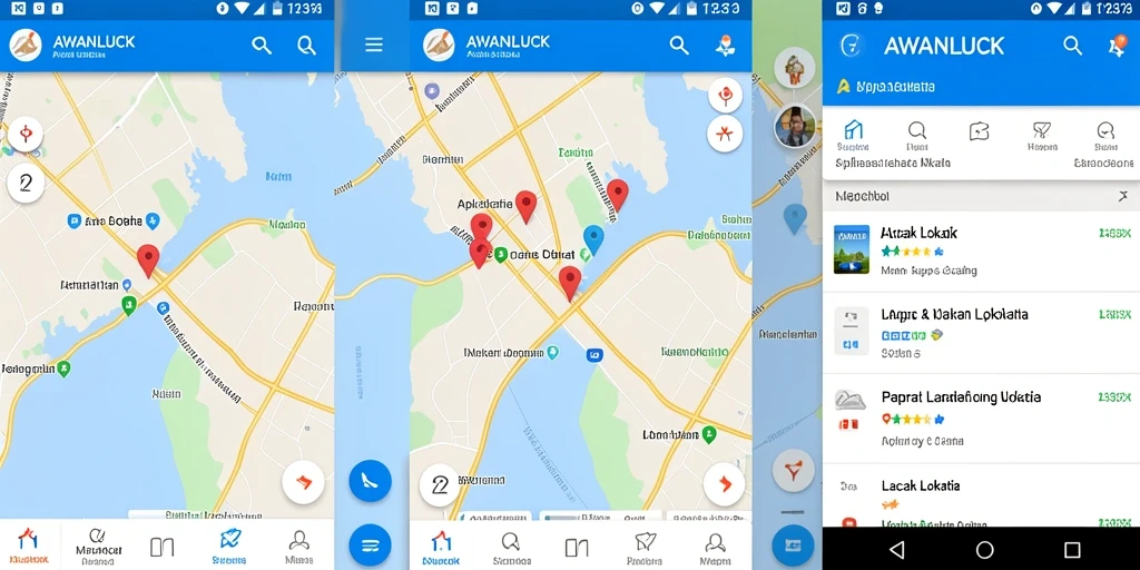 Tampilan antarmuka aplikasi Lacak Lokasi AWANLUCK yang modern dan informatif.
