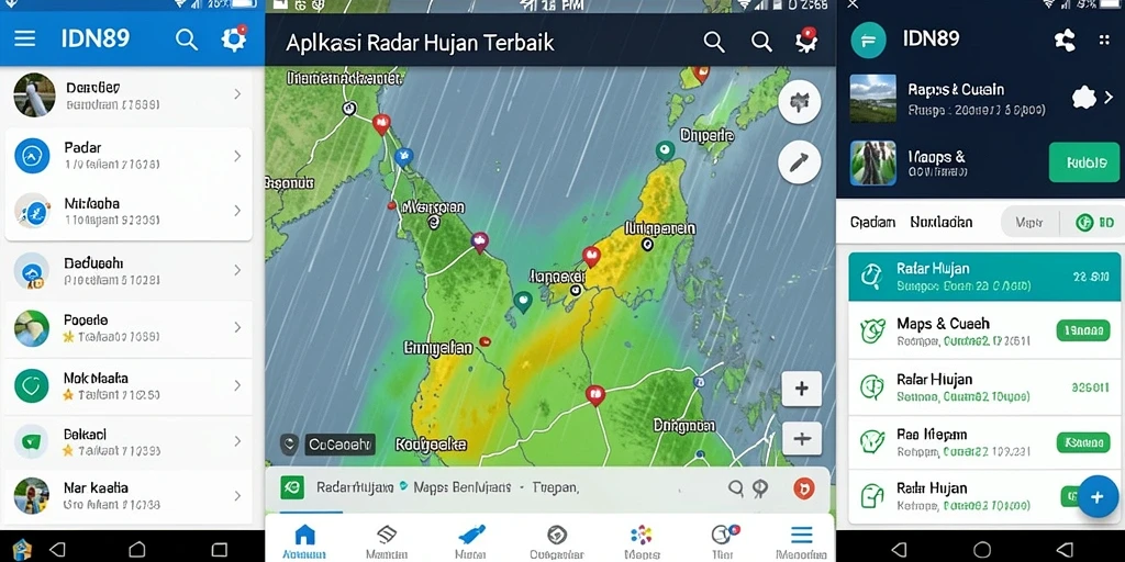 Antarmuka aplikasi IDN89 menampilkan informasi radar hujan yang jelas.