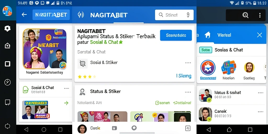 Tampilan stiker lucu NAGITABET di layar aplikasi.