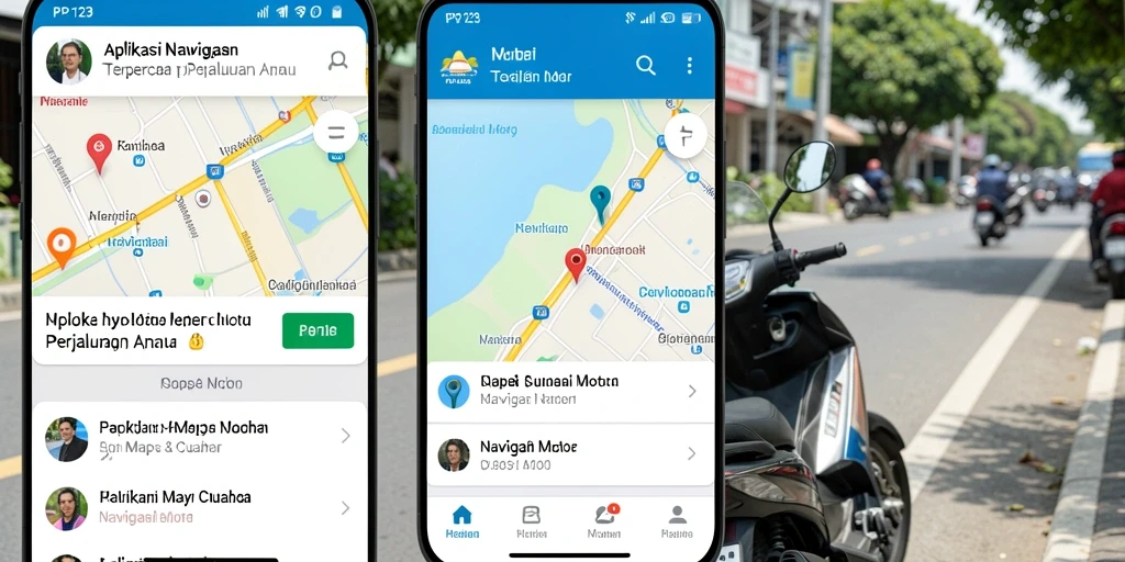 Tampilan antarmuka pengguna PP123 dengan peta navigasi motor yang jelas.