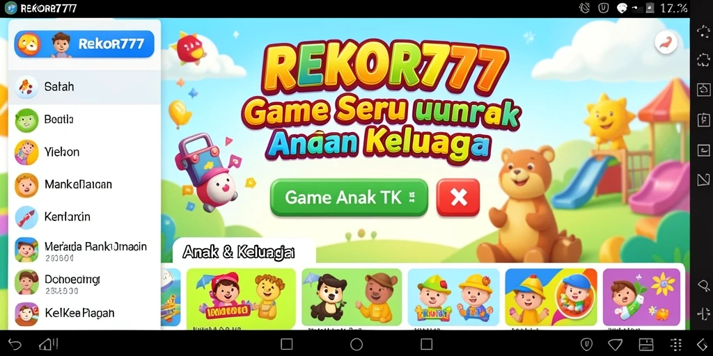 Tampilan antarmuka REKOR777 yang ceria dan menarik bagi anak-anak.