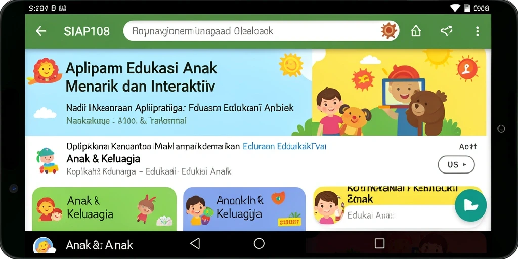 Antarmuka interaktif aplikasi SIAP108 untuk edukasi anak.