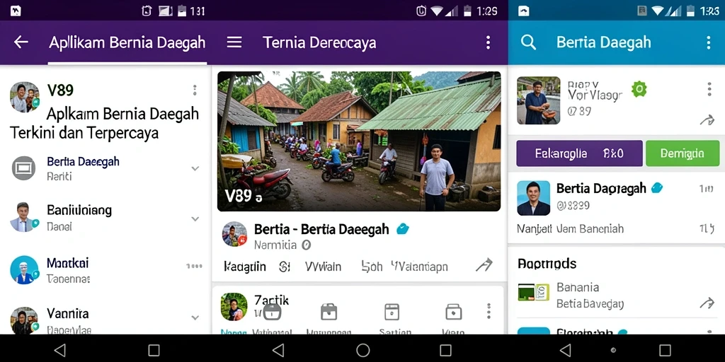 Antarmuka aplikasi V89 menampilkan berita daerah yang informatif dan menarik.
